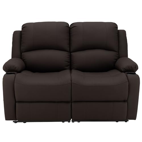 Camper Comfort 58" Wall Hugger Reclining RV Theater Seats | Double Recliner RV Sofa | RV Couch | Wall Hugger Recliner | RV Theater Seating | RV Furniture (Manual, Chocolate) - color: Chocolate, style: Manual