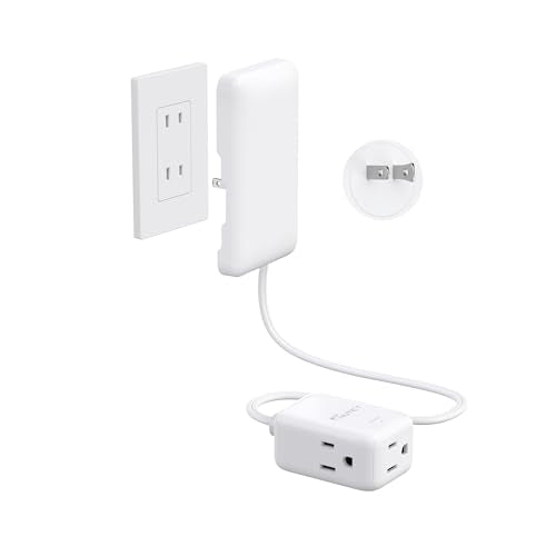 NUTICT 2 Prong to 3 Prong Outlet Adapter, 1.5FT Two Prong Extension Cord with 3 Grounded Outlets, Low Profile Flat Polarized Plug & Ultra-Thin Outlet Cover, 13A/1625W, 900J Surge Protection, White - color: White, size: 1.5ft(2 Prong Plug), style: for Stan