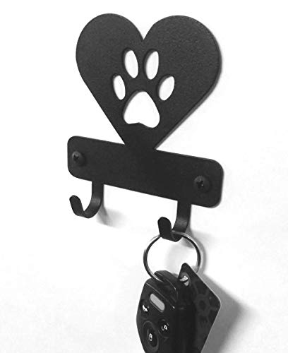 Miniature Dog Paw in Heart - Key Rack Holder (3.5 inches) - Made in USA