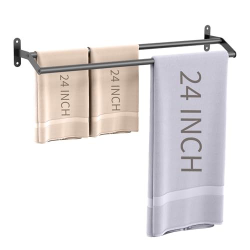 Double Towel Bar for Bathroom Wall 30 Inch Matte Black, Double Towel Racks for Bathroom Wall Mounted, Stainless Steel Bathroom Towel Holder Towel Hanger (Double Bar-Black, 30 in) - color: Black, size: Double Bar