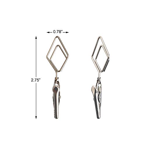 TFu Multi-Purpose Steel Wall Hanging Photo Display Cable Wire Rod with 12 Adjustable Clips for Hanging Photos Notes Postcard and Artworks (Rhombus) - size: Rhombus