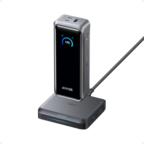 Anker Prime Power Bank and Charging Base, 26,250mAh 300W Max Portable Charger with Base for 6 Devices, Two-Way Charging, Flight-Approved, App Control, for Creators, MacBook, iPhone 17 Series, and More