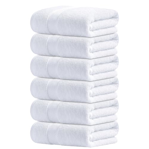Infinitee Xclusives White Hand Towels for Bathroom - Set of 6 (16x28 inches) 600 GSM, 100% Cotton Ultra Soft, Quick Drying, Hotel Quality Hand Towel Set (Brilliant White, Hand Towels) - color: Brilliant White, size: Hand Towels - 6 Pack