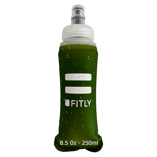 FITLY Soft Flask - Shrink As You Drink Soft Water Bottle for Hydration Pack - Folding Water Bottle Ideal for Running, Hiking, Cycling, Climbing & Rigorous Activity - color: Forest Green, size: 8.5 Ounces