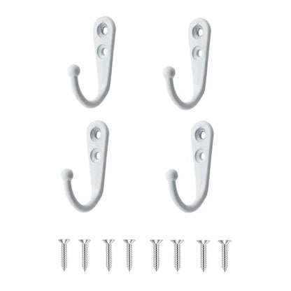 4 Pcs Wall Mounted Hooks for Bedroom,Bathroom,Kitchen,and Cabinet Hangers (with 8 Screws)-White - color: White