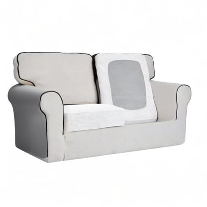 Easy-Going Stretch Individual Loveseat Couch Cushion Cover Sofa Cushion Furniture Protector Sofa slipcover Soft Flexibility with Elastic Bottom (2-piece Loveseat Cushion Cover, Snow White) - color: Snow White, size: 2-piece