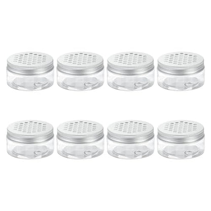 HARFINGTON 8 Pcs Empty Scent Beads Storage Container 3oz/80ml Air Freshener Tins Round Refillable Spice Containers Plastic Jars Sample for Travel Storage - size: 80ml
