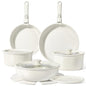 GiPP Ceramic Pots and Pans Set Non Stick, Nonstick Detachable Handle Cookware Sets, Healthy Non Toxic PFAS PFOA & PTFE Free, Dishwasher ＆Oven Safe, Induction Kitchen Pot and Pan, 15 Piece Cream - color: White, size: 15PCS 02