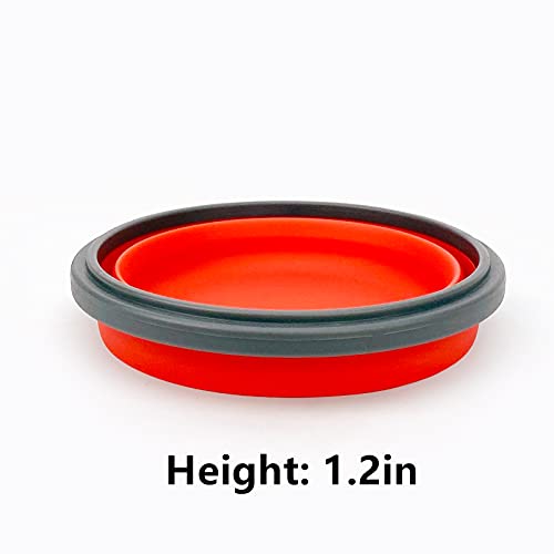 CCyanzi 3piece Round Collapsible Bowl with Lids, Silicone Food Storage Containers, Microwave & Freezer Safe, Space Saving for Kitchen Cabinet and Camping Backpack,(Red Gray) - color: red with gray