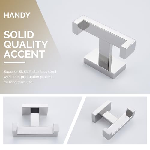 Angle Simple Bathroom Towel Hook, SUS 304 Stainless Steel Hand Towel Double Hook for Wall, Robe Coat Holder, Polished Chrome - color: Polished Chrome, size: 1 Pack