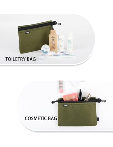 GOX Small Toiletry Bag for Men Bulk Cosmetic Bag Dopp Kit Carry On Zipper Pouch Organization Nylon Small Packing Sack Waterproof (Dark Green) - color: Dark Green
