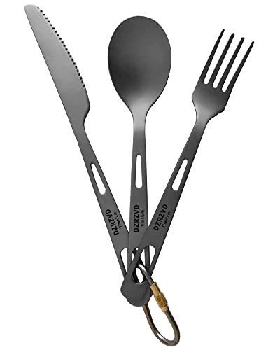 Titanium Spork and Spoon, 6.8" Camping Spork and Soup Spoon, Ultra-Light Eco-Friendly Travel Cutlery Set