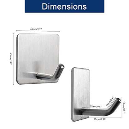 NearMoon Adhesive Hooks- Heavy Duty Bath Wall Hooks Waterproof Stainless Steel Towel Hangers Stick on Wall Clothes Holders for Bathroom Kitchen Home, 5 Pack (Brushed Nickel) - color: Brushed Nickel