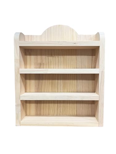 Wood Rack Shelf for Lenox Village Spice Jars 4-Tier Wall Mount Spice Rack for 24 Jars, No Assembly Required Display Organizer for Collectible Mini Spice Houses