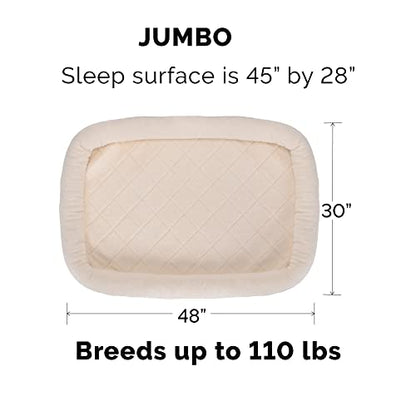 Furhaven Dog Bed for Large Dogs, 100% Washable, Sized to Fit Crates - Sherpa Fleece Bolster Crate Pad - Cream, Jumbo/XXL - color: Cream, size: Jumbo (XX-Large)