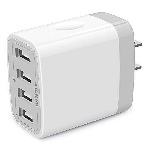 USB Charger Cube, Wall Charger Plug, AILKIN 4.8A 4-Muti Port USB Adapter | Power Plug Charging Station Box Base Replacement for iPhone 15 14 13 12 16 Pro Max/X/17, iPad Samsung Phones Charging Block - color: White