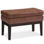 SIMPLIHOME Carlson Small Ottoman Bench - 27 inch Wide Upholstered Woven Fabric Rectangle Ottoman in Distressed Saddle Brown, Mid Century Modern Bench for Bedroom or Living Room with Padded Seat - color: Distressed Saddle Brown, style: Small Ottoman Bench