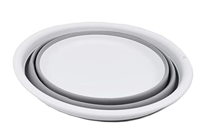 SAMMART 7.5L (1.98 Gallon) Collapsible Tub - Foldable Dish Tub - Portable Washing Basin - Space Saving Plastic Washtub (White/Grey) - color: White/Grey
