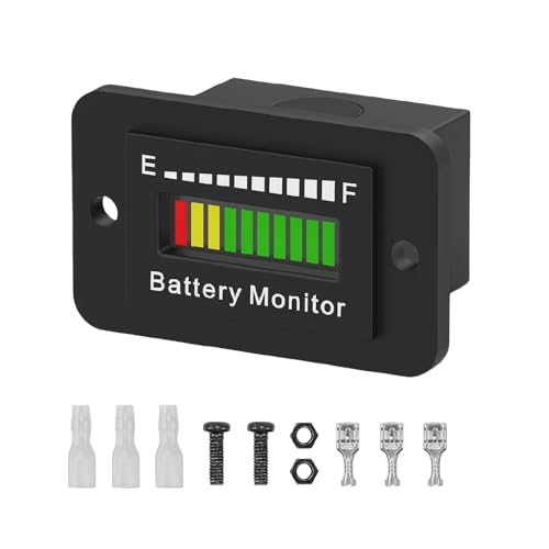 LED Battery Level Indicator, Universal Golf Cart Battery Meter Support 12V 24V 36V 48V 60V 72V Battery Monitor Lithium Battery Lead Acid Battery Fuel Gauge Meter for Ezgo Go Club Car - color: BM210