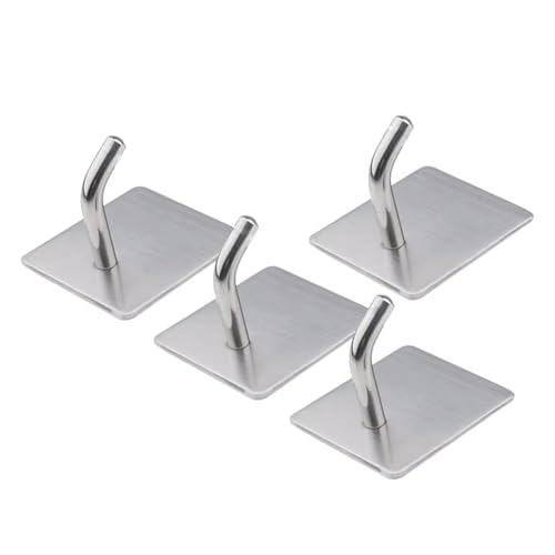 8 Pack Adhesive Wall Hooks, Self-Adhesive Hooks for Bathroom, Door Back Stick-On Towel Hooks, Hanging Coat Hat Key Washcloths Aprons Oven Mitts for Kitchen Shower Garage Home, Silver - style: S-Silver-45°