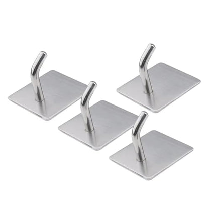 8 Pack Adhesive Wall Hooks, Self-Adhesive Hooks for Bathroom, Door Back Stick-On Towel Hooks, Hanging Coat Hat Key Washcloths Aprons Oven Mitts for Kitchen Shower Garage Home, Silver - style: S-Silver-45°