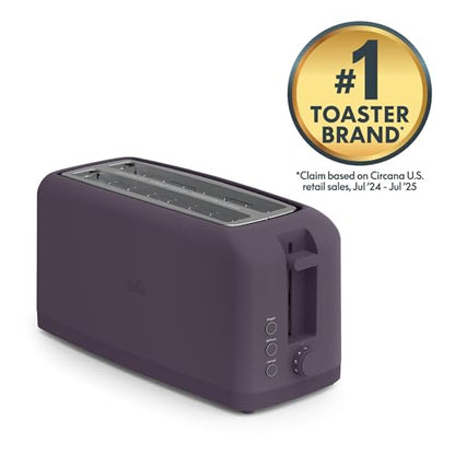 bella 4 Slice Slim Toaster, Fits-anywhere™ Kitchenware, 6 Setting Shade Control with Reheat & Cancel Buttons, Fits Sourdough, 10” Long Slot, Anti Jam & Auto Shutoff, 900 Watt, Plum - color: Plum, size: 4 Slice