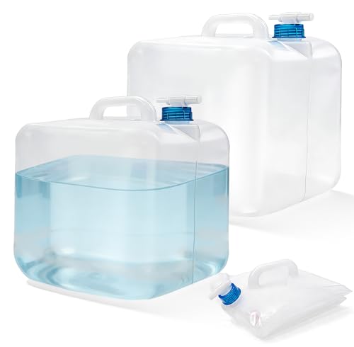 Nexboraque 2 Pack 5.3 Gallon Collapsible Container with Spigot, Foldable Water Jug Portable Camping Water Storage Carrier Jug for Outdoors Hiking Backpack & Emergency, Food Safe