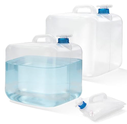 Nexboraque 2 Pack 5.3 Gallon Collapsible Container with Spigot, Foldable Water Jug Portable Camping Water Storage Carrier Jug for Outdoors Hiking Backpack & Emergency, Food Safe