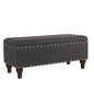HomePop 42" Storage Bench with Nailhead Trim - Charcoal - color: Charcoal