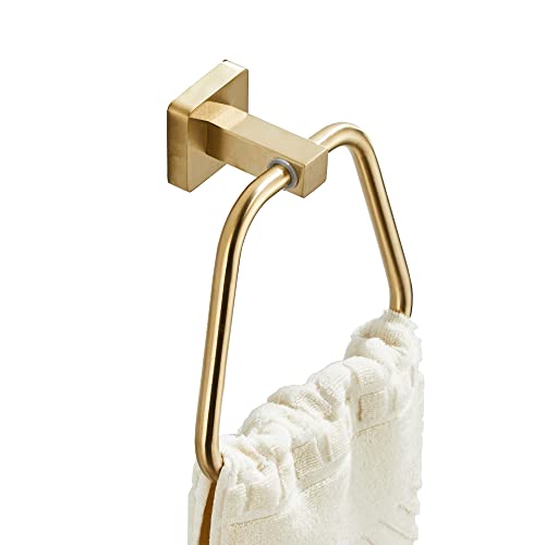 Brushed Gold Towel Ring for Bathroom 2 Pack, Kitchen Bath Towel Holder Hangers Wall Mount Heavy Duty Stainless Steel - color: Brushed Gold, size: 2 Pack