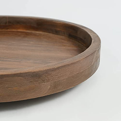 13.38 Inch Round Wood Lazy Susan Turntable Tray, Classic Style, Durable and Organizer for Cabinet Pantry Coffee Table Tray Brown