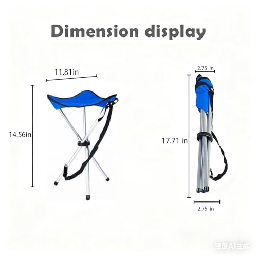 Folding Camping Stool,16.5" Folding Camping Chairs,Portable Tripod Seat,Outdoor Travel Tall Chair for Camping Walking Hunting Hiking Fishing Mountaineering Picnic Beach BBQ Garden Lawn(Blue) - color: Blue