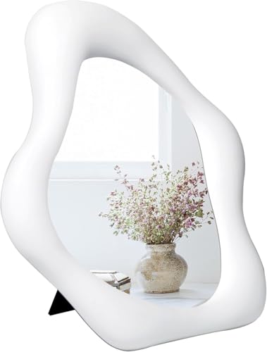 YCHMIR Small Wall Mirror Table Mount Vanity Mirror 10 “L x 8.8 ”W (White) - color: White