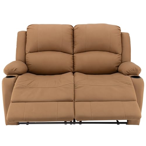 Camper Comfort 58" Wall Hugger Reclining RV Theater Seats | Double Recliner RV Sofa | RV Couch | Wall Hugger Recliner | RV Theater Seating | RV Furniture (Manual, Sand) - color: Sand, style: Manual