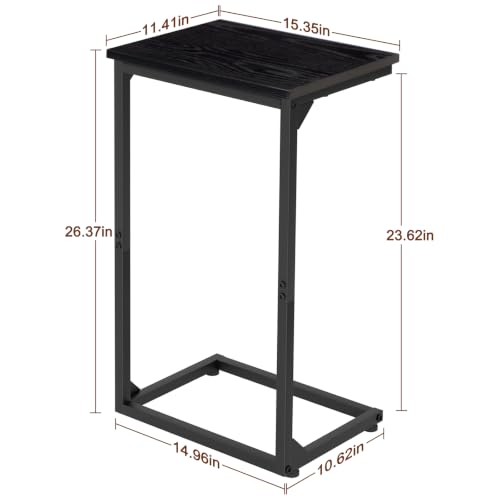 AMHANCIBLE C Shaped End Tables Set of 2, Couch Side Tables that Slide Under Sofa, Slim TV Trays for Living Room and Bedroom, Narrow Space Saving Laptop Workstation, Black, HET02BBK - color: Black