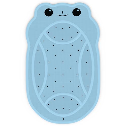 Upgraded Bathtub Mat Non Slip, Kids Bath Mat 30"x 18", Bath Mat for Tub Non Slip with Strong Suction and Textured Surface, Natural Rubber Latex Free PVC Free Safe for Baby, Frog Pattern, Blue - color: Blue