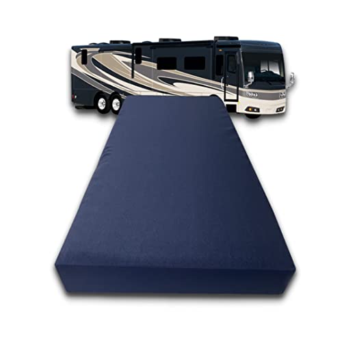 FoamRush 7-Inch Wyoming King (84" x 84") Gel Memory Foam RV Mattress Replacement w/Canvas Navy Cover, Medium Firm, Made in USA, Camper Trailer, Removable Water-Resistant Outdoor/Indoor Cover w/Zip - color: Gel Foam + Navy Cover, size: 7-Inch