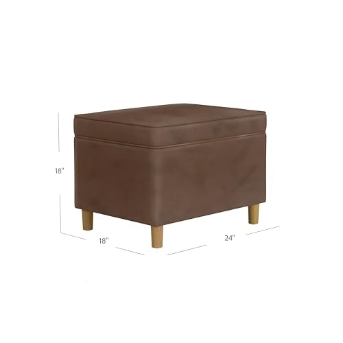 HomePop 24" Dinah Collection Storage Ottoman - Brown Faux Leather - color: Brown Faux Leather