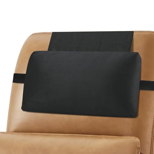 Head Recliner Pillow Adjustable Shredded Memory Foam Headrest Pillow for Recliners,Non-Slip Velvet Cushion for Pain Relief Neck Support Pillow for Travel Home Recliner Sofa Armchair (Black) - color: Black