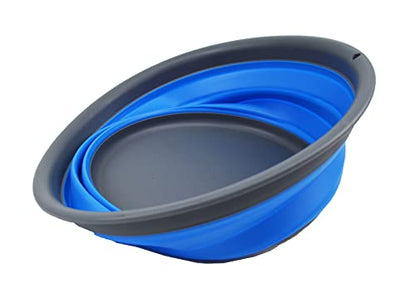 SAMMART 7.5L (1.98 Gallon) Collapsible Tub - Foldable Dish Tub - Portable Washing Basin - Space Saving Plastic Washtub (Grey/Blue) - color: Grey/Blue