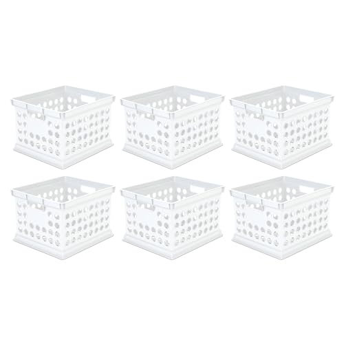 Sterilite Stackable Plastic Storage Crate Bin Organizer File Box with Handles for Home, Office, Dorm, Garage, or Utility Organization, White, 6-Pack - color: White, size: 6 Pack