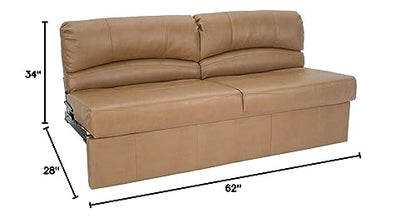 RecPro Charles RV Jackknife Sofa | Love Seat | Sleeper Sofa | Length Options 62", 68", 72" (62 Inch, Toffee) - color: Toffee, size: 62 Inch