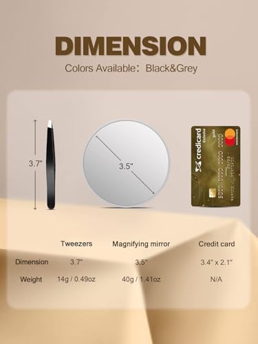 Macaki 20X Magnifying Mirror with 2 Suction Cups, 3.5 inches Magnified Makeup Mirror and Slant Tweezers,Grey,1PC - color: Grey-20x