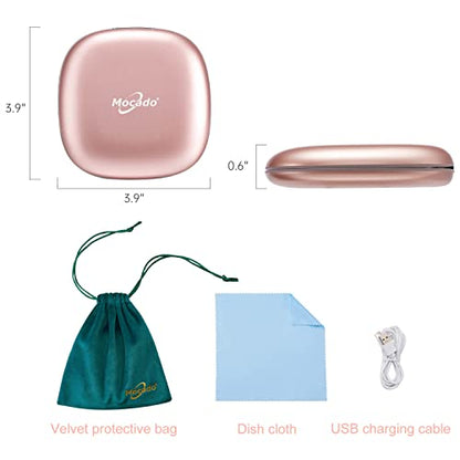 Mocado Compact LED Magnifying Travel Makeup-Mirror - 4 inches 1X/10X Magnification Small Hand Pocket Dimmable Double Sided USB Rechargeable Touch Screen, Portable Tabletop Cosmetic (Rose Gold) - color: Rose Gold