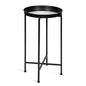 Kate and Laurel Celia Round Metal Foldable Accent Table with Mirror Tray Top, Black - color: Black/Mirror