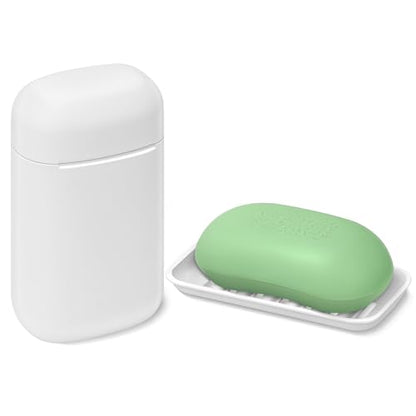 Travel Soap Case soap Holder,Leak Proof Soap Holder with Silicone Sealed lid,Keep Dry with Drainage Tray,Soap Dish for Travel, Gym, Bathroom, Outdoor, Camping, School(White) - color: White