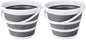 Eurow Indoor and Outdoor Collapsible Bucket with Handle, 10 Liters, 2.6 Gallons, Gray and White (Pack of 2) - size: 13.2” x 13” x 9.6” (Pack of 2)