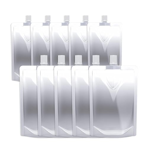 10PCS 8OZ&16OZ Plastic Flasks,Reusable Drink Pouches, Spouted Drinking Bags for Beverage Juice,Leak-Proof Food Grade for Travel Outdoor Sports Concert Cruise Events - color: 10PCS 8OZ&16OZ