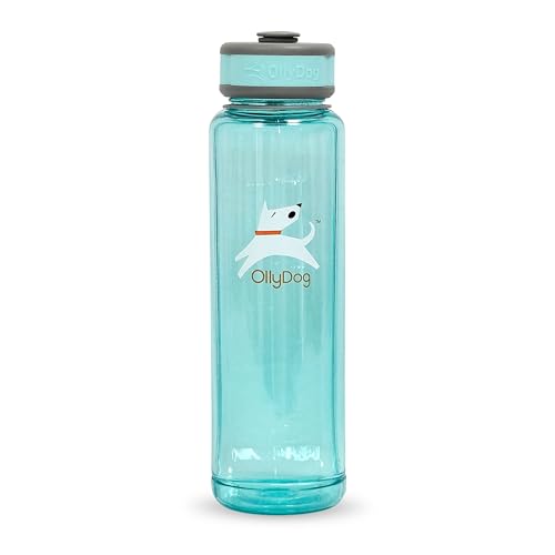 OllyDog OllyBottle Tritan Water Bottle with Detachable Dog Bowl | BPA Free Leakproof | 34oz | Share Water with Your Dog | Hiking Travel Camping (1L, Aqua Blue) - color: Aqua Blue, size: 1L