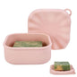 Travel Soap Case, Leakproof Soap Box Container, Square Shampoo Bar Case with Draining Layer, Slip-Resistant Portable Bar Soap Holder for Travel, Camp, Gym (Peach Pink) - color: Peach Pink